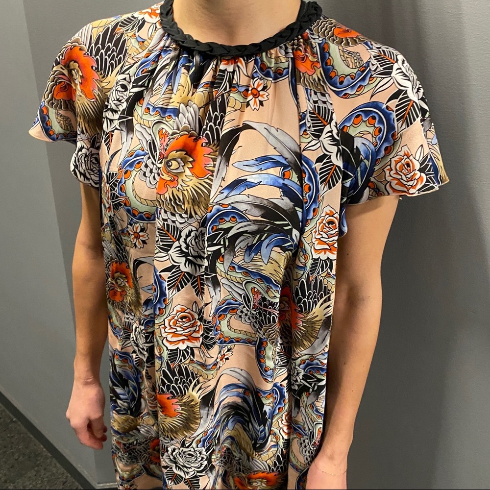 Red Valentino Abito GS7 Petal silk floral Braid Collar rrovpad65sjb/gs7 dress - Picture 7 of 11